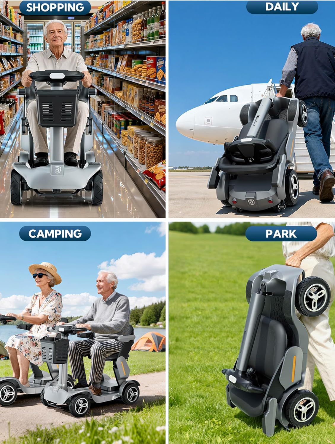 Mobility Scooter for Seniors & Adults, 4 Wheel Foldable Electric Powered Wheelchair Device, 500W Motor, 35 Miles Long