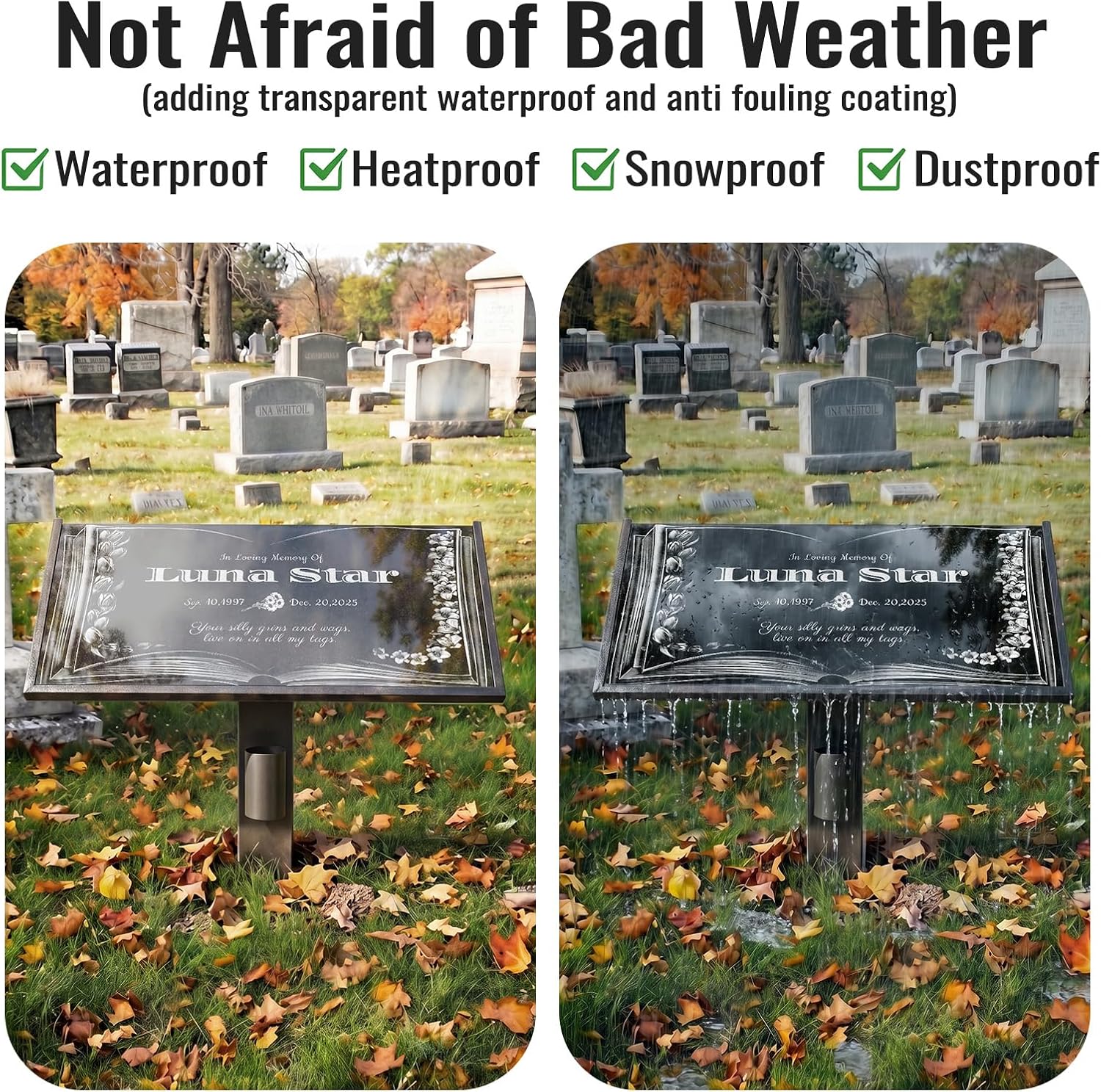 Humans Headstones Grave Markers for Cemetery Memorial 12x6 In Personalized