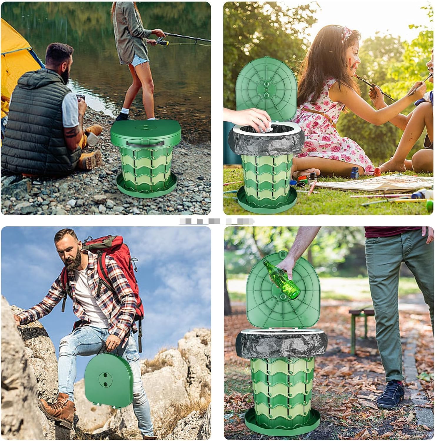 Portable Toilet Kit, Portable Camping Toilet with Pop-Up Privacy Tent with 12 Toilet Bags, Tents Washable Outdoor