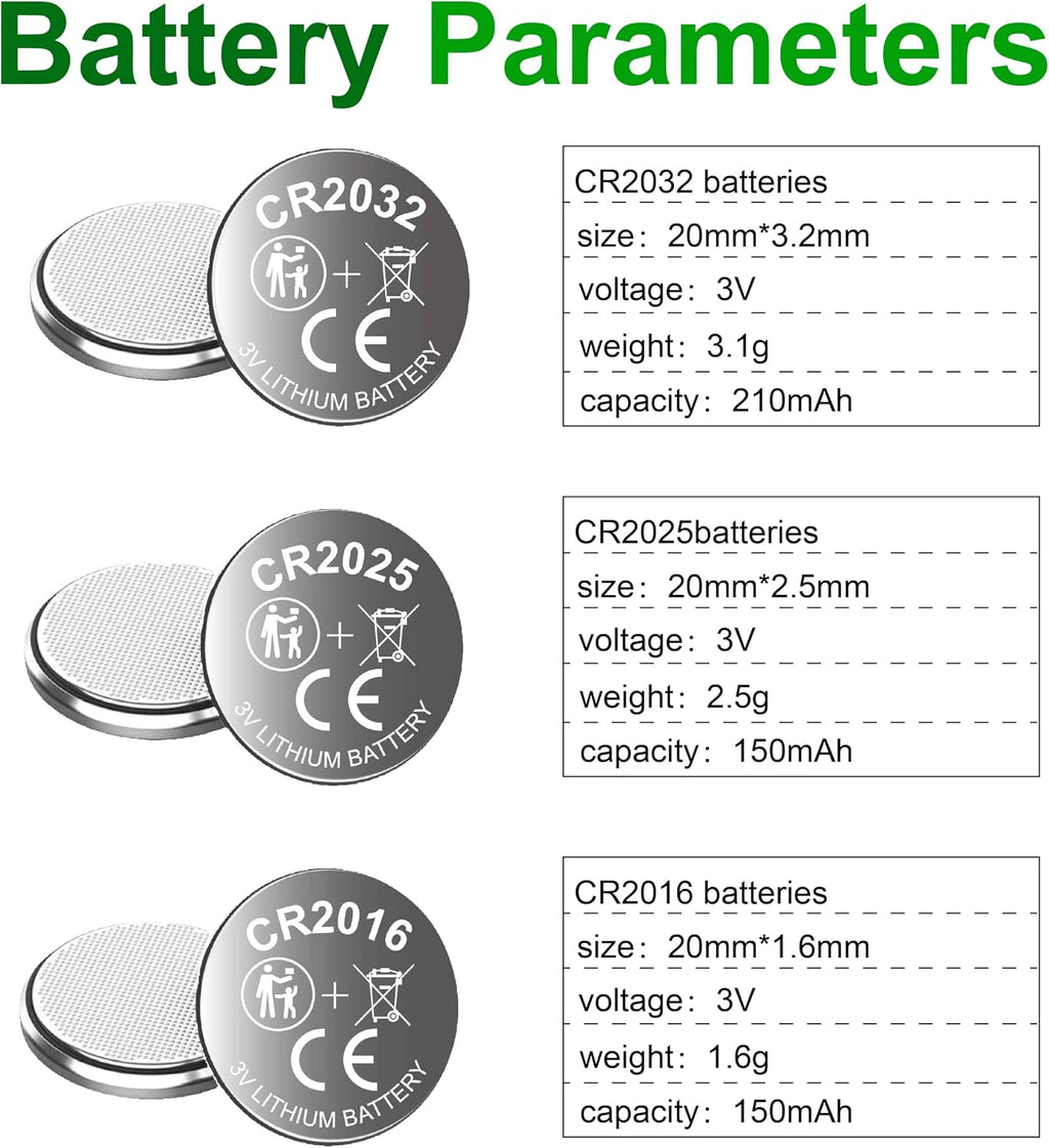 CR2032 Lithium 3v Coin Battery Assorted cr2025 cr2016 Battery, 16 Pack (cr2032 Batteries 8PCS, CR2025 4PCS, CR2016