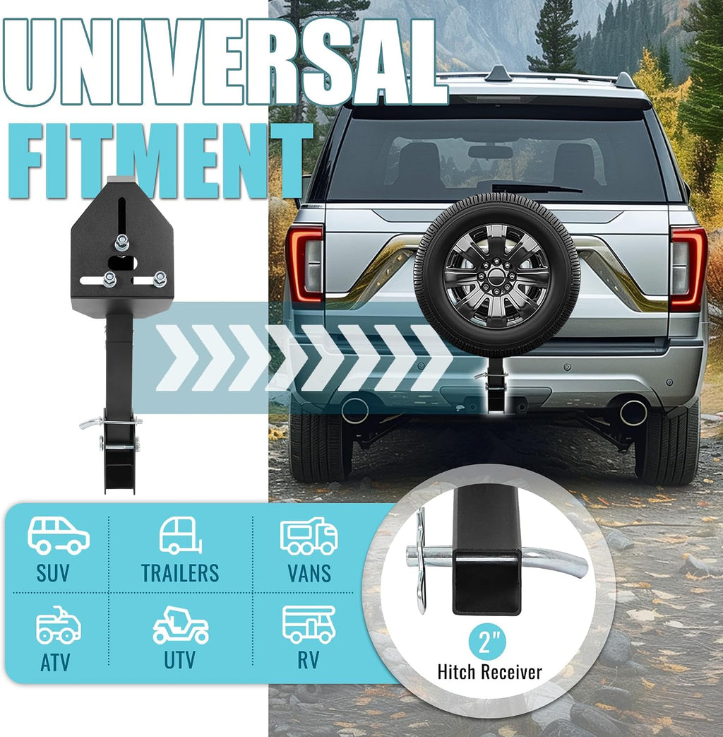 Trailer Hitch Spare Tire Carrier Compatible with Truck SUV Vans