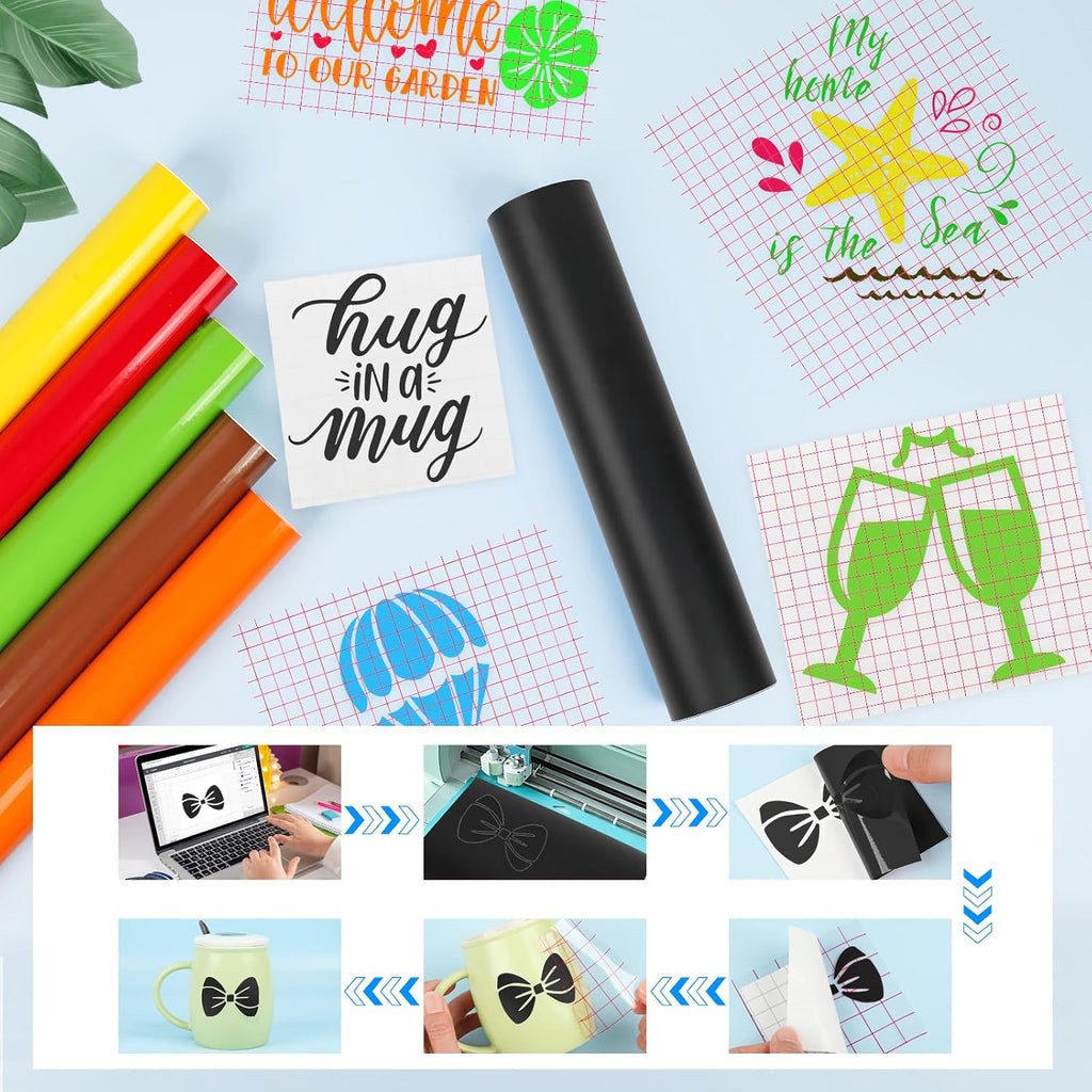 12'' x 42Ft Matte Black Permanent Vinyl Roll - Permanent Adhesive Vinyl Roll for Silhouette, Cameo Cutters, Signs