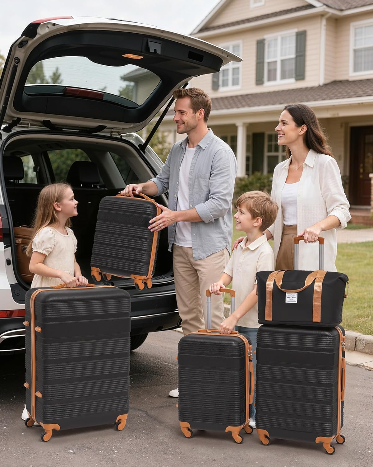 6 Piece ABS+PC Hardshell Luggage Set with Spinner Wheels, Lightweight suitcase set with TSA Lock & YKK Zipper