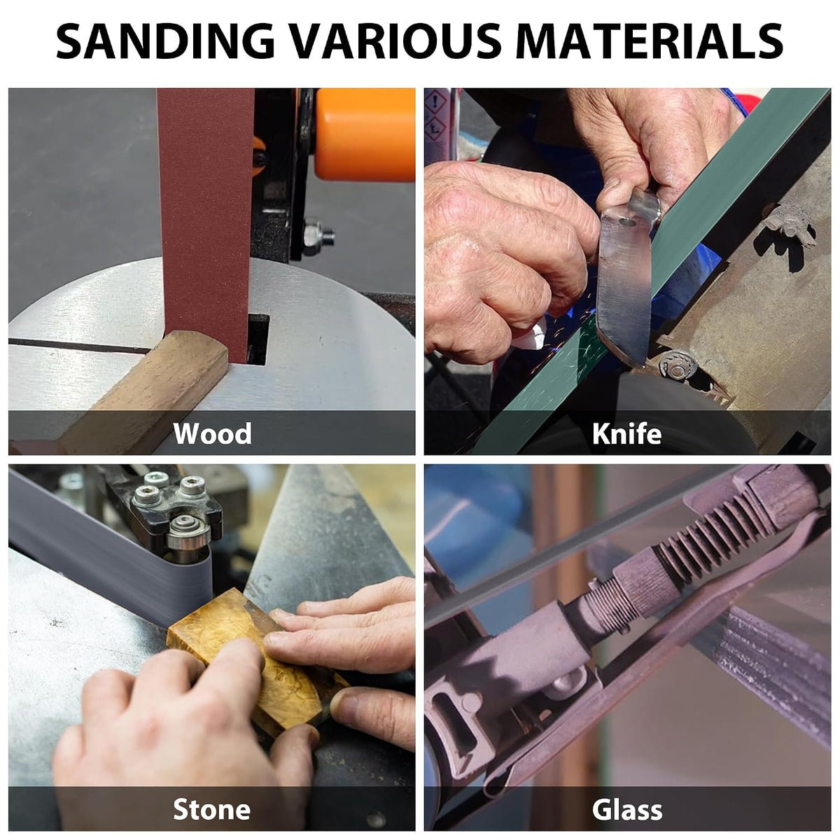 8 Pcs 2x72 Sanding Belts Assortment for Polishing
