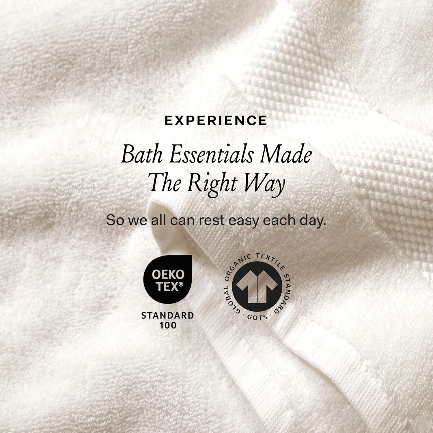 Plush Bath Sheet Set, 6 Pieces, Cream | 2 Oversized Bath Sheets, 2 Hand Towels & 2 Washcloths - 100% Organic Cotton