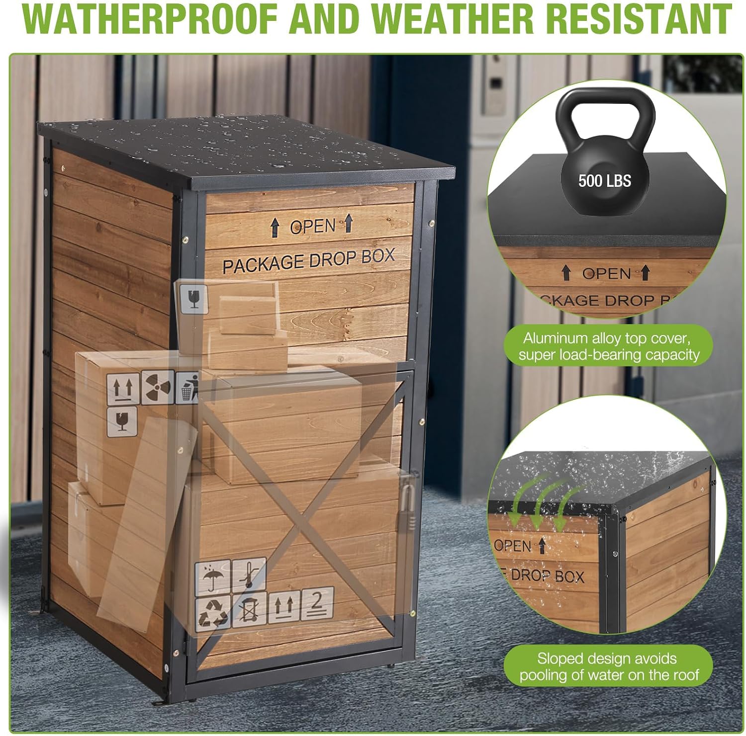 Package Delivery Boxes for Outside, Metal Frame Large Parcel Drop Box with Combination Lockable, Secure Anti Theft