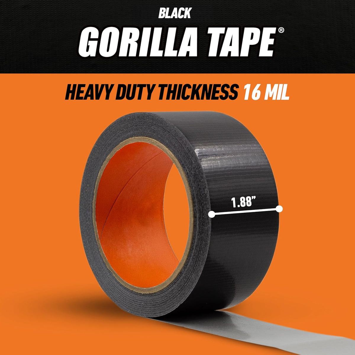Duct Tape, Heavy Duty and Weather Resistant, Black, 1.88" x 35 yd