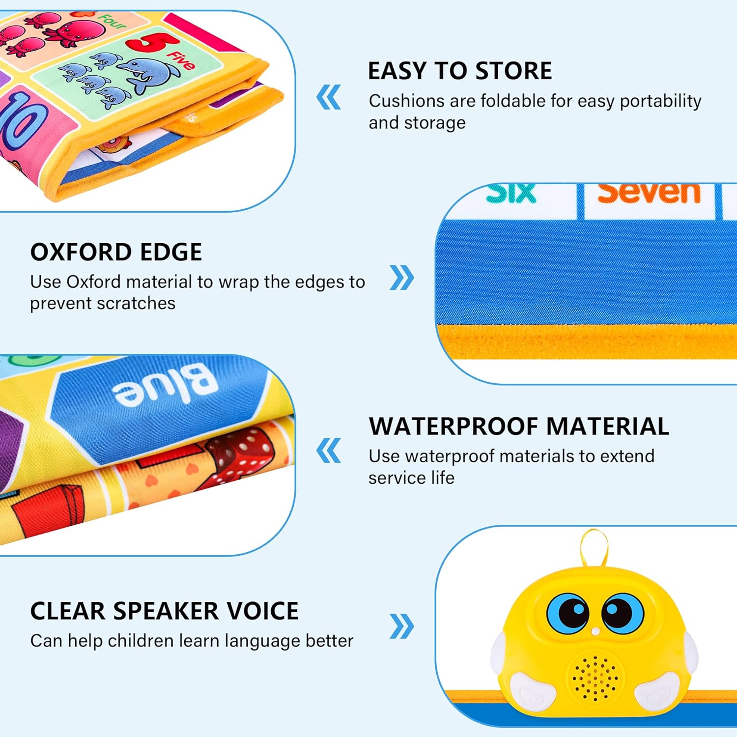 Electronic Alphabet Wall Chart, Kids Learning Toys for Toddlers 1-3 - Blue | Talking ABC, 123s, Music Poster