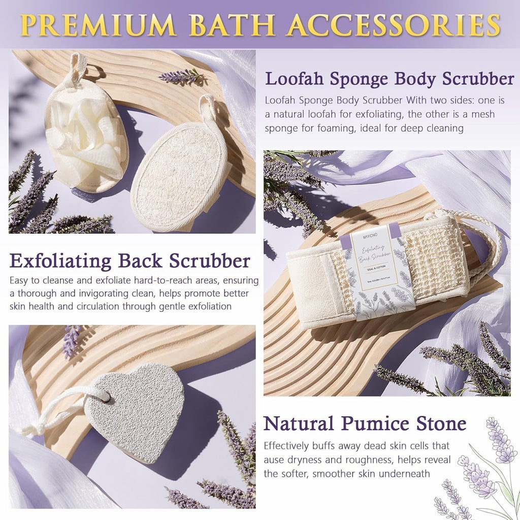 Mothers Day Birthday Gifts for Women, Lavender Relaxing Spa Gift Baskets for Women Self Care Package Bath Gift Set