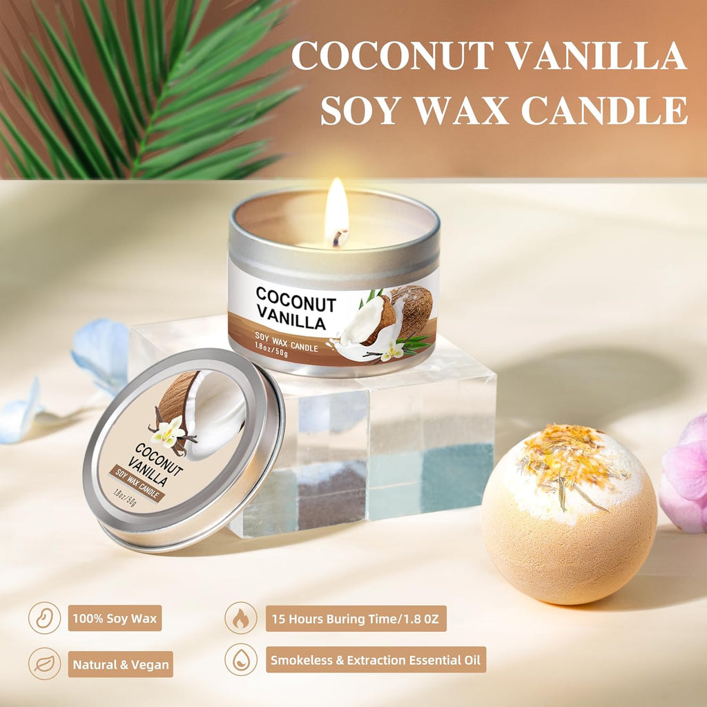 Gifts for Women, Birthday Gifts for Women, Bath and Body Gifts Set, Vanilla Coconut Spa Gift for Self Care,Thank you