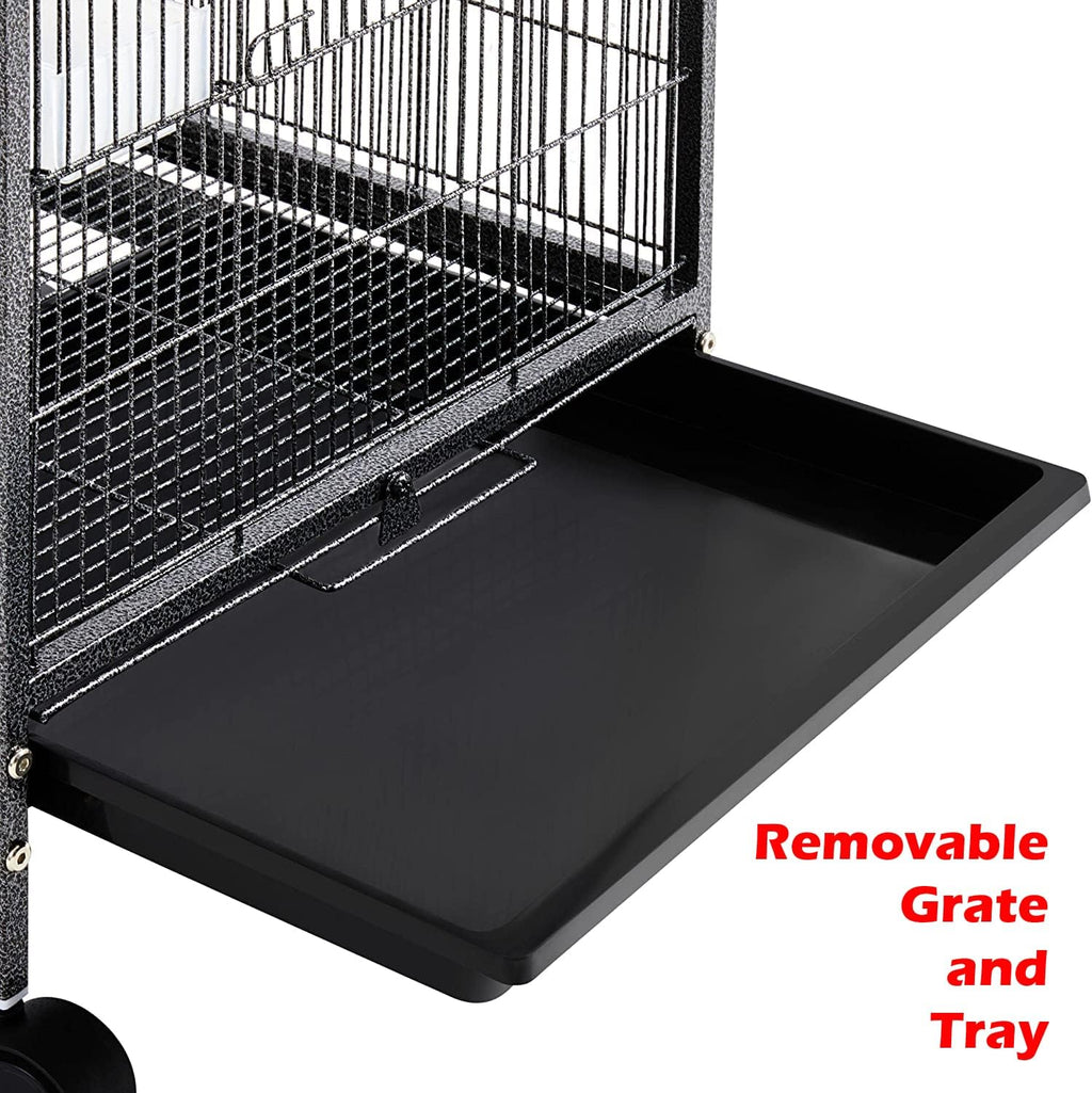 36-Inch Deluxe Sturdy Wrought Iron Bird Flight Open Play Top Cage with Rolling Stand for Parrots Conure Lovebird
