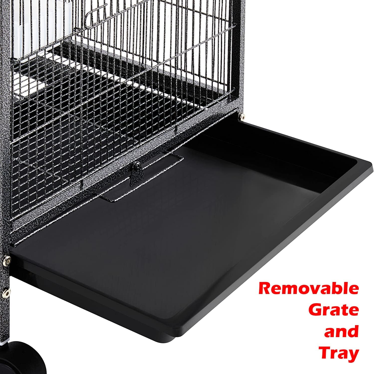 36-Inch Deluxe Sturdy Wrought Iron Bird Flight Open Play Top Cage with Rolling Stand for Parrots Conure Lovebird