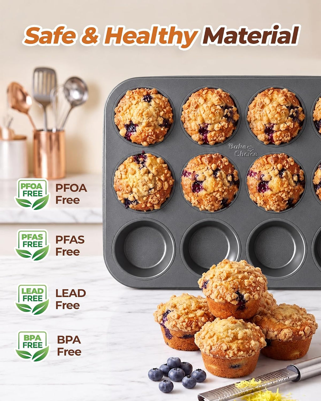 Muffin Pan for Baking, Standard Cupcake Pan, Nonstick 12 Cup