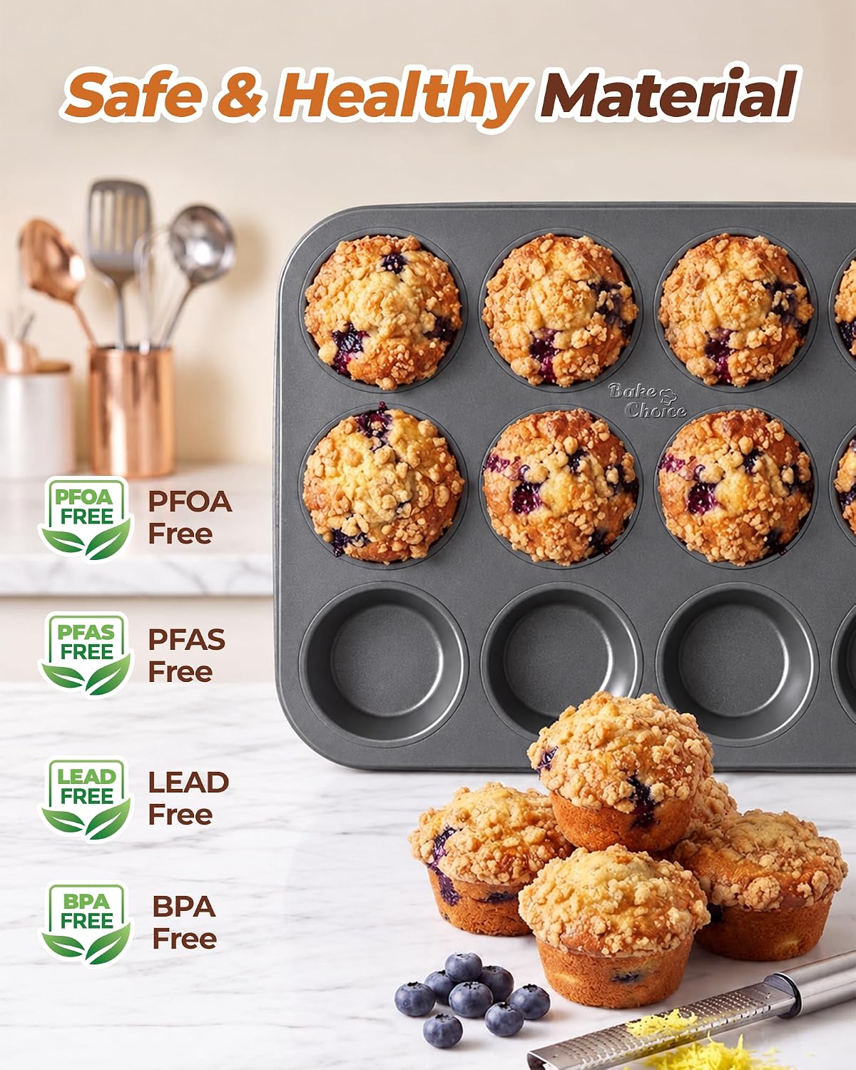 Muffin Pan for Baking, Standard Cupcake Pan, Nonstick 12 Cup