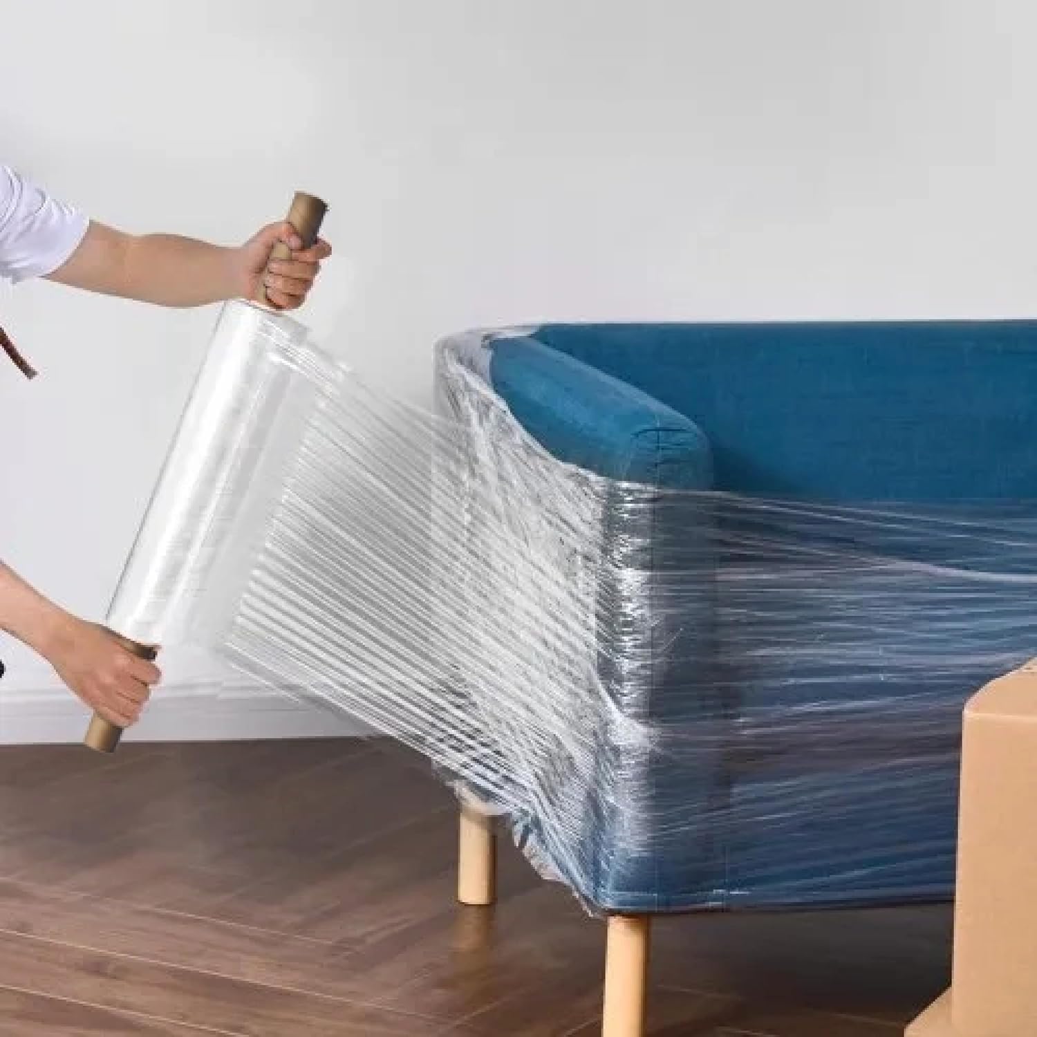 20" x 1000' -4 Rolls (4000ft Total) Cast Stretch Wrap with Handles – 80 Gauge Clear Film – Extended Core Hand Wrap