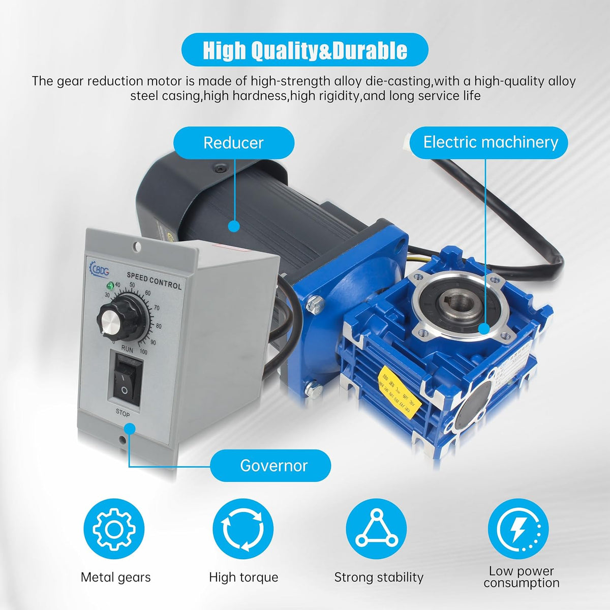 CNCTOPBAOS 120W Worm Gear Motor NMRV30 Gearbox 40:1 40K w/Speed Governor