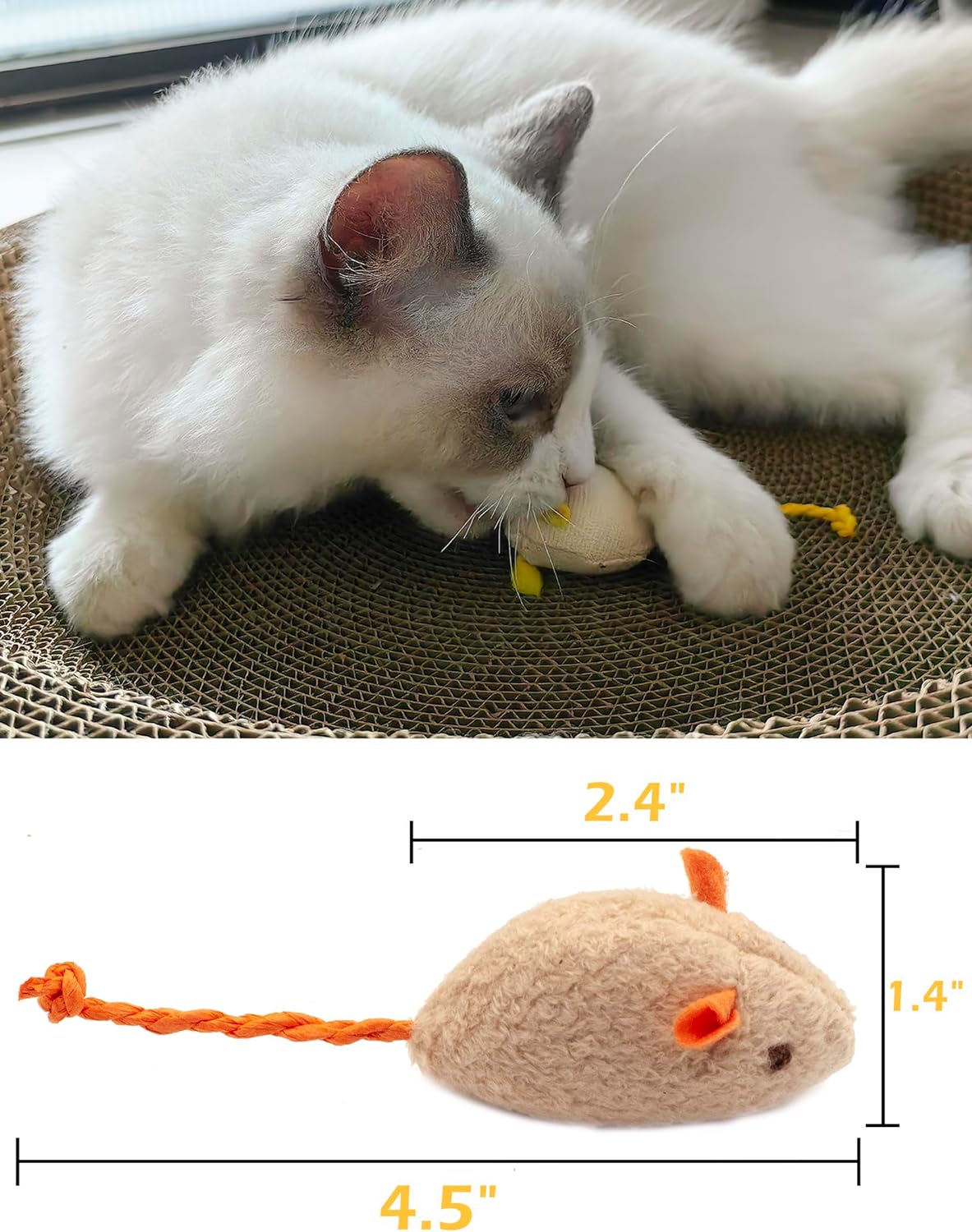 Cat Mice Toy 18-Pack Plush Catnip-Filled Mice Toys for Indoor Cats - Realistic Design, 9 Assorted Colors, 2 of Each