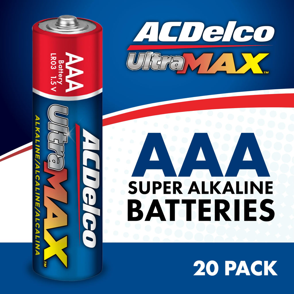 ACDelco UltraMAX 20-Count Triple AAA Batteries, Alkaline Battery with Advanced Technology for Home and Office