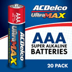 ACDelco UltraMAX 20-Count Triple AAA Batteries, Alkaline Battery with Advanced Technology for Home and Office