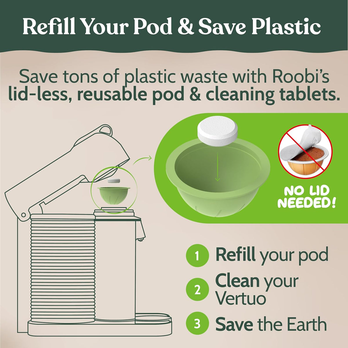 Roobi Cleaning Pods Compatible with Nespresso Vertuo