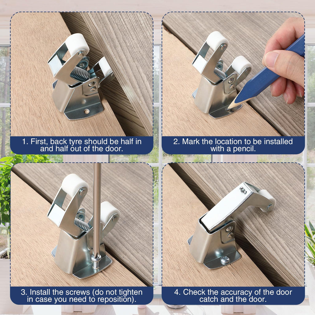 1 Pack Screen and Storm Door Catch, 1-3/4 x 1-5/8 in, Sliver