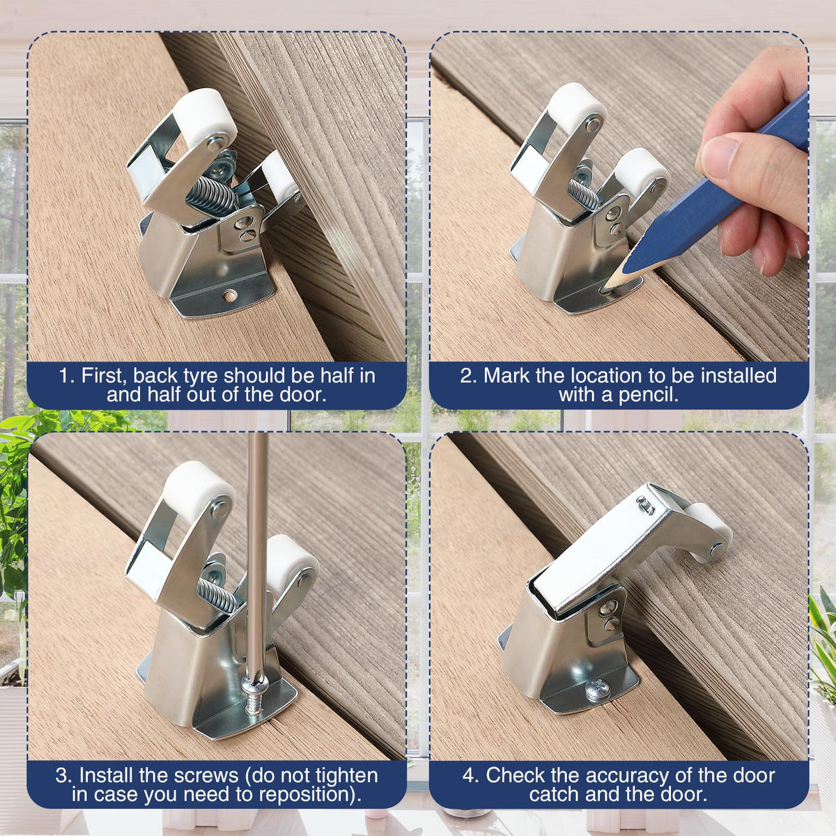1 Pack Screen and Storm Door Catch, 1-3/4 x 1-5/8 in, Sliver