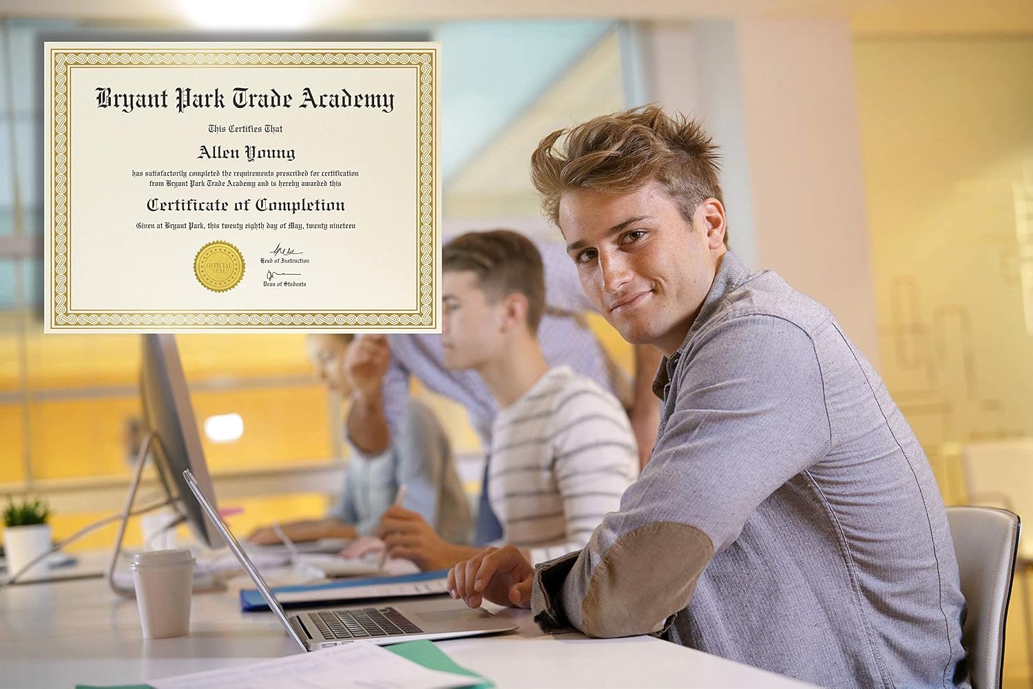 100 Sheet Award Certificate Paper, Gold Foil Metallic Border, Ivory Letter Size Blank Paper, Diploma Certificates