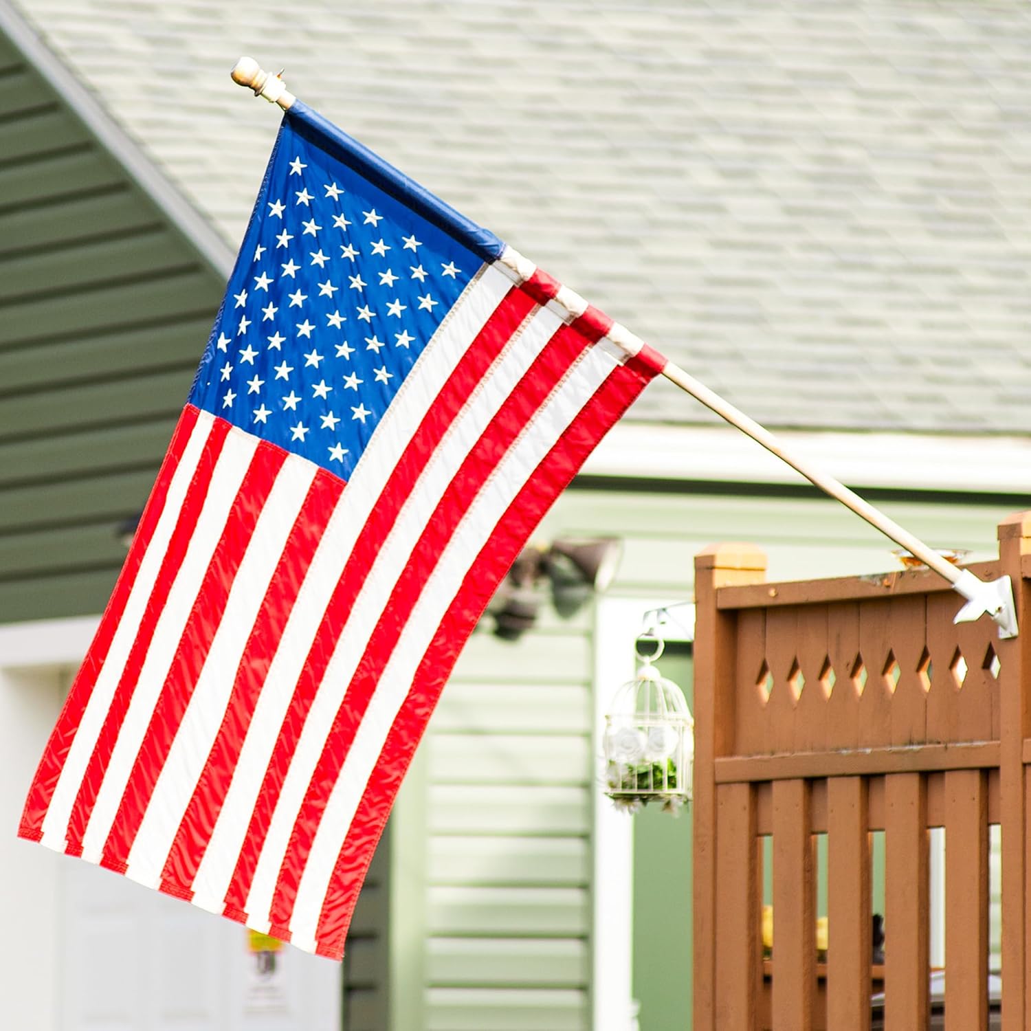 American Flag Pole Sleeve 2.5x4 Ft Banner Style-Embroidered Stars,Sewn Stripes,UV Protected,Heavy Duty Durable USA US