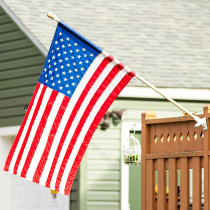 American Flag Pole Sleeve 2.5x4 Ft Banner Style-Embroidered Stars,Sewn Stripes,UV Protected,Heavy Duty Durable USA US