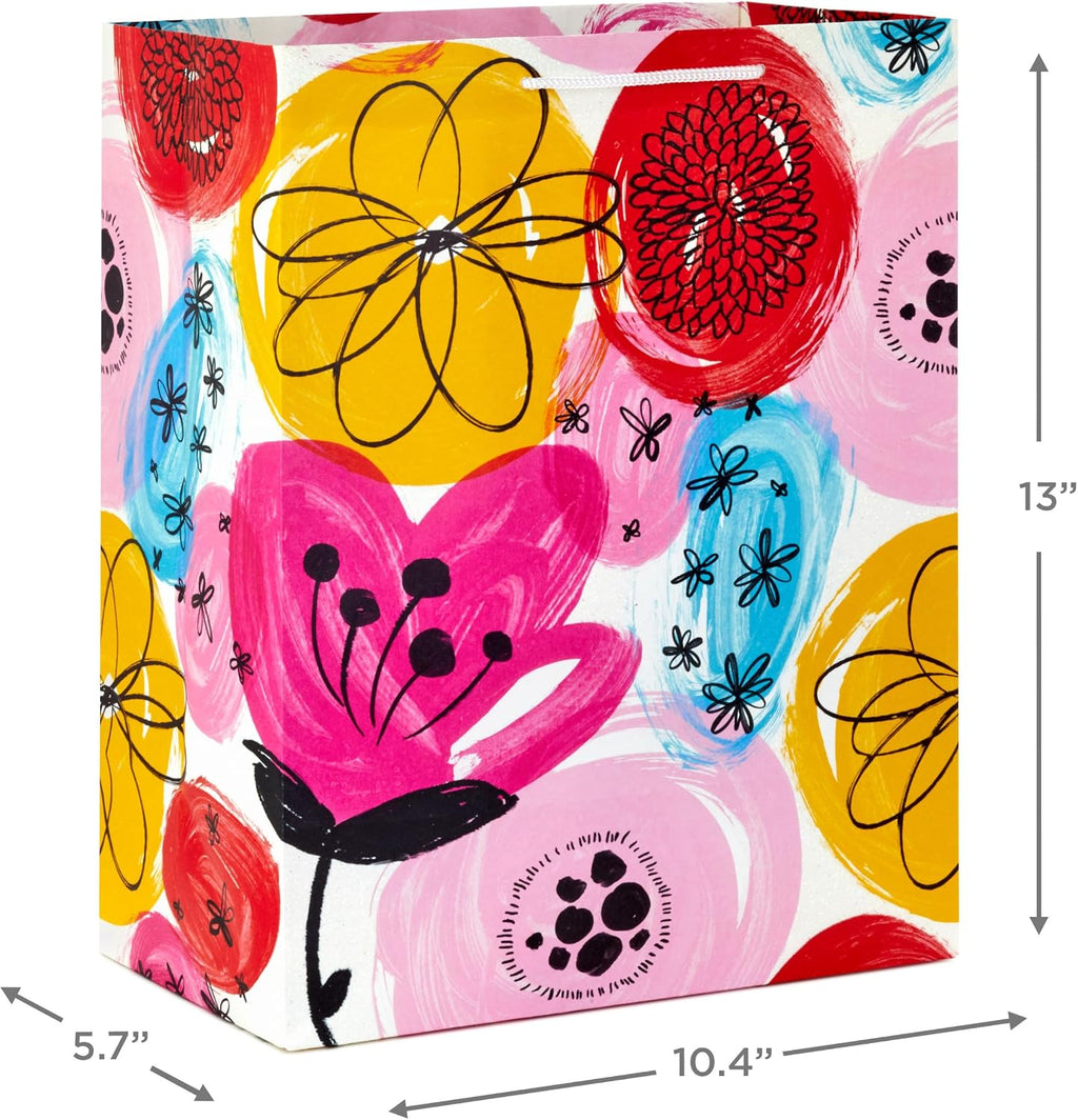 Gift Bag Assortment, 8-Pack (Flowers, Blue, Red, Yellow, Pink)