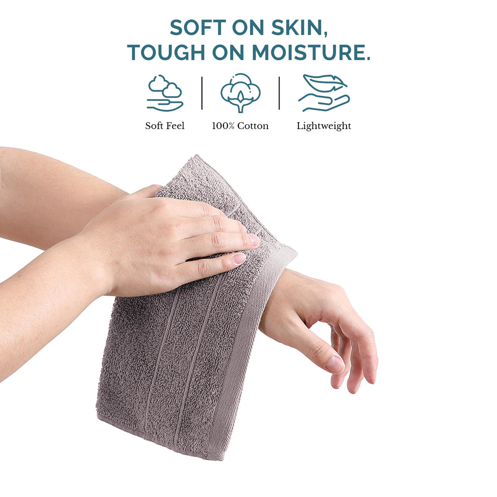 Bath Washcloths 100% Cotton 6 Pack Soft Absorbent - Platinum