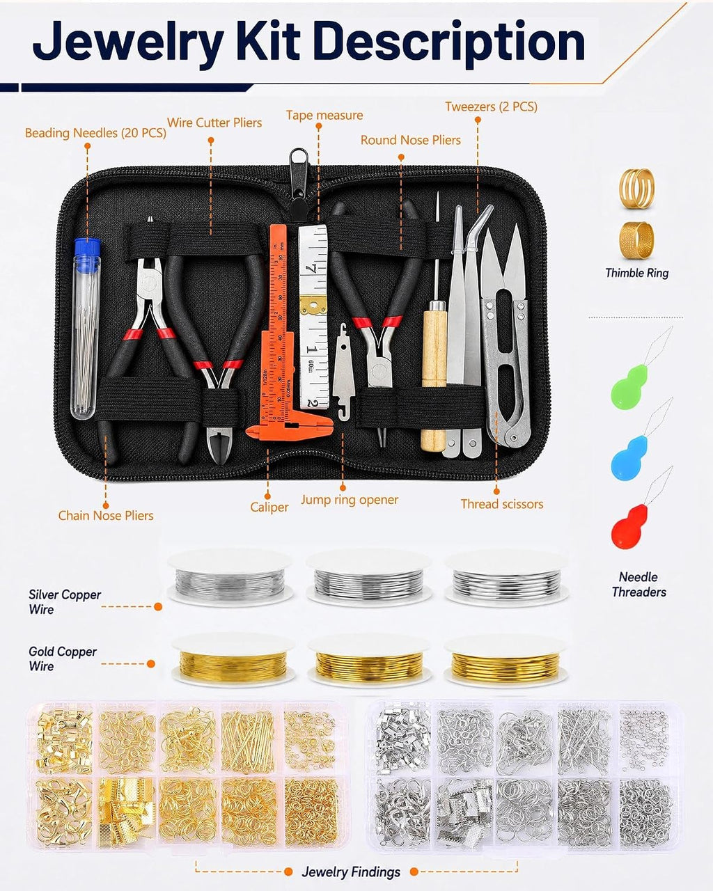 Jewelry Making Kit - Jewelry Repair Tools with Pliers, Beading & Craft Wire | Jewelry Making Supplies Kit with Jump