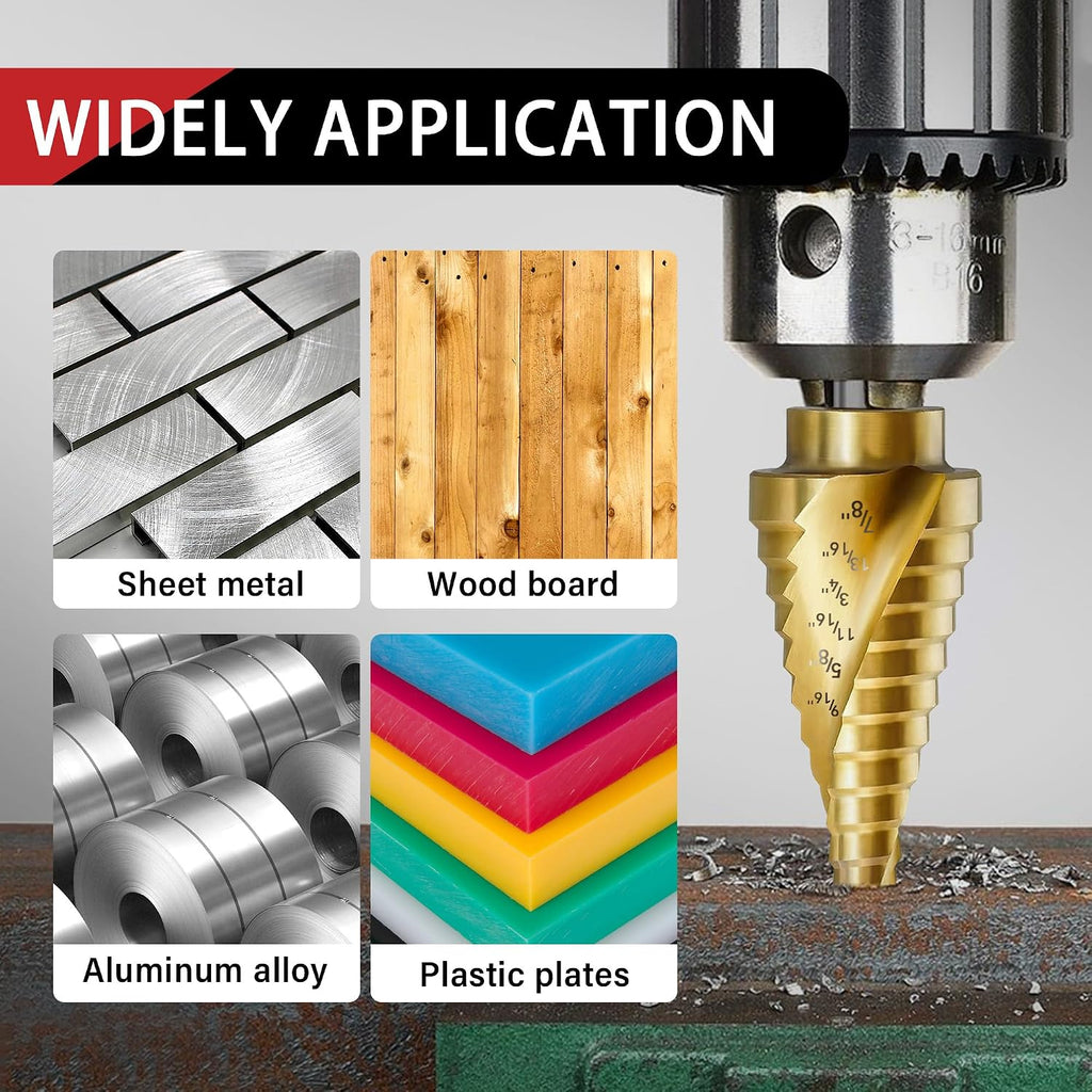 3Pcs 1/4" Hex Shank HSS Step Drill Bit Set