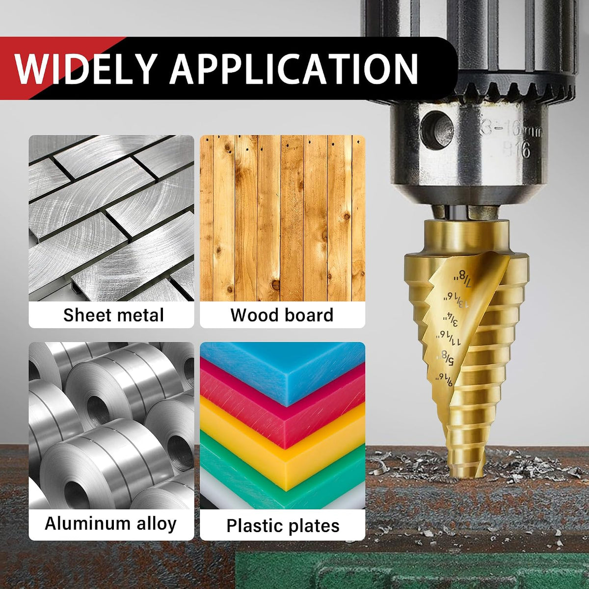 3Pcs 1/4" Hex Shank HSS Step Drill Bit Set