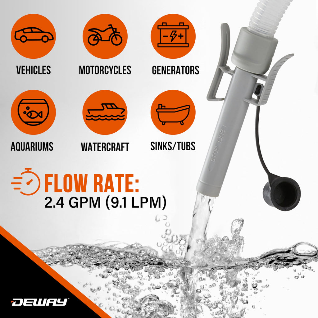 Deway Fuel Transfer Pump, Precision Auto-Shutoff Nozzle, 2.4 GPM, 51 in