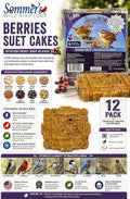 Berries Wild Bird Suet Cakes, 12 Pack, 12.15 oz Each | No-Melt Formula, High Energy Suet