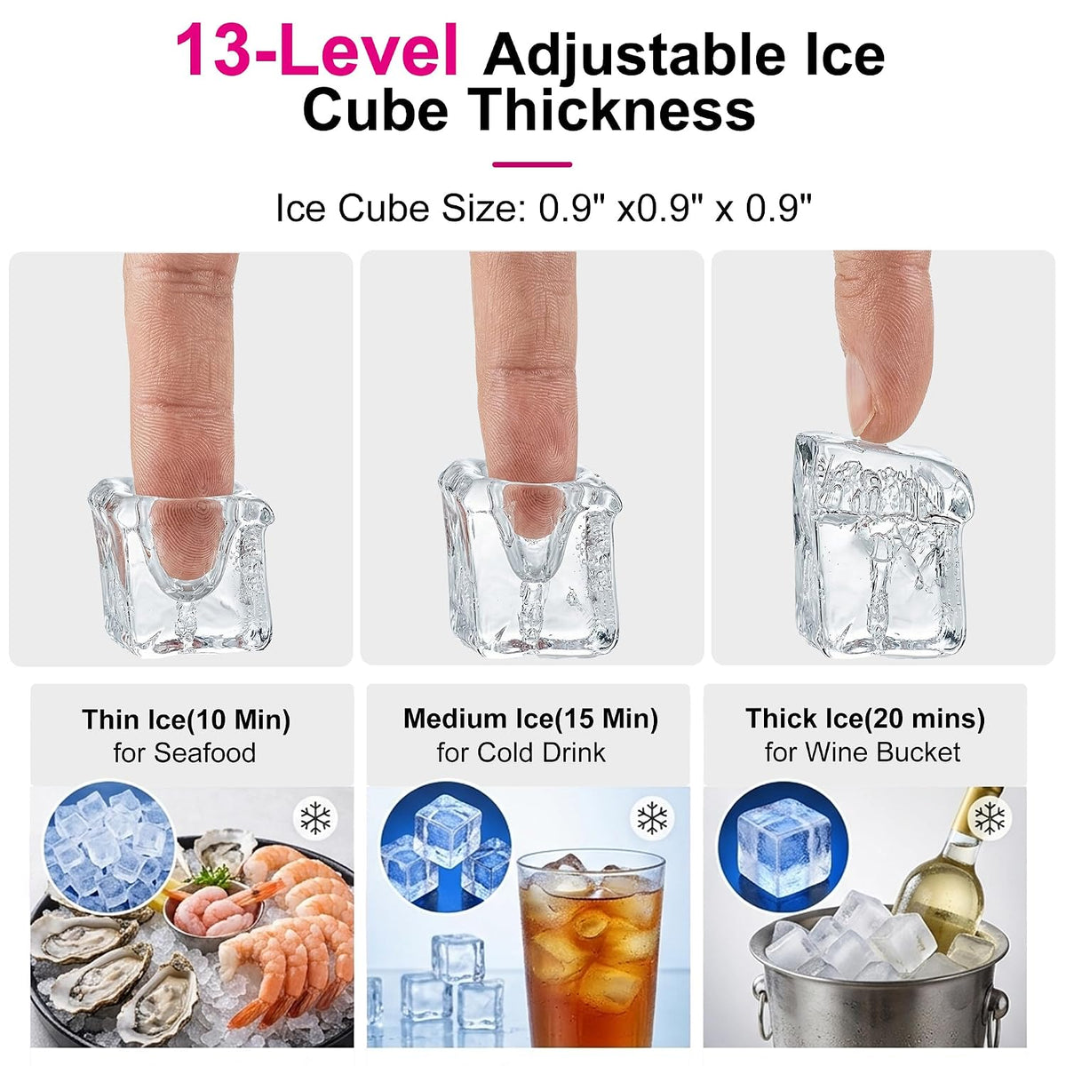 Commercial Ice Maker Machine 80Lbs/24H Dual Water Inlet Black