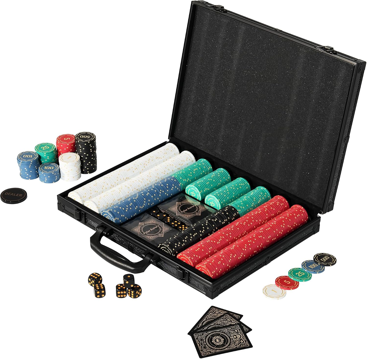 Poker Chips,Gold Dark Poker Set with Black Aluminum Case,Modern Design 11.5 Gram Poker Chip Set for Texas Hold'em