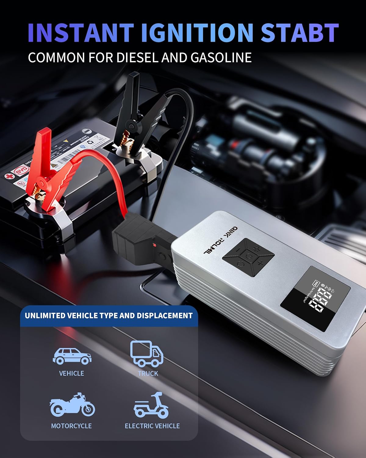 Jump Starter with Air Compressor, 12V 8000A Car Automotive Battery Jump Starter (6.0L Gas and 3.0L Diesel), 150PSI