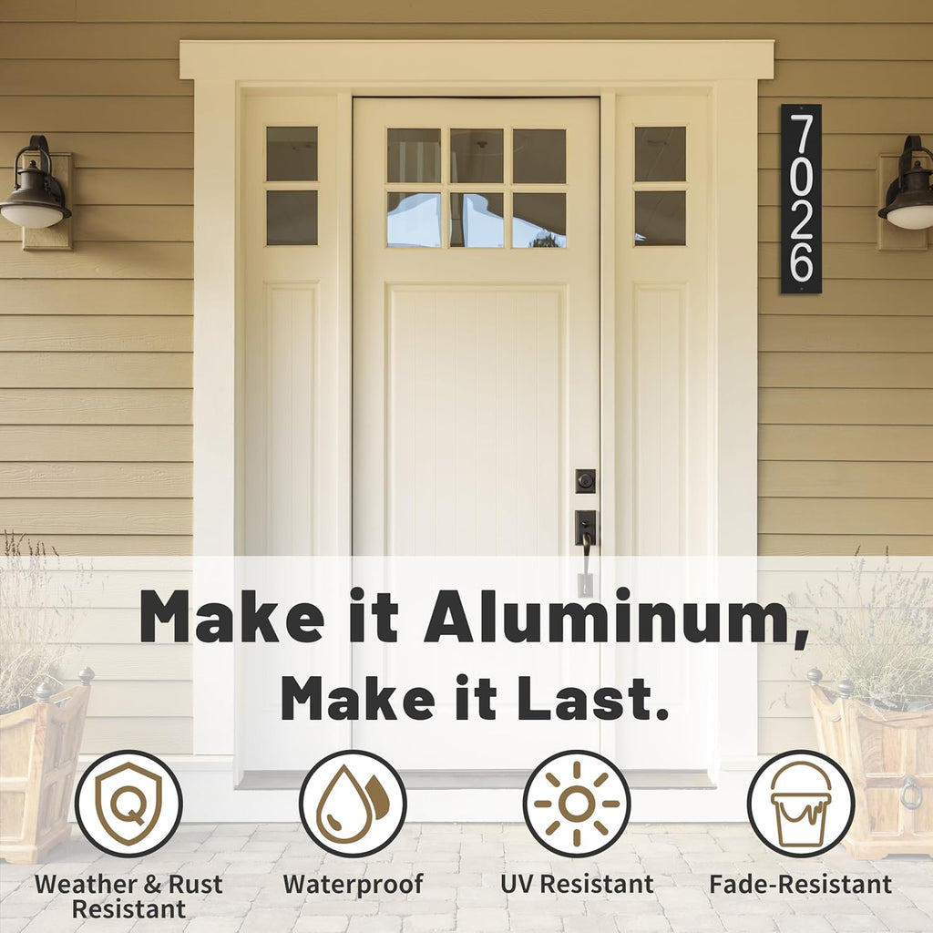 Personalized Floating House Numbers Address Street Sign Plaque in Vertical/Horizontal, Aluminum Modern Front Door