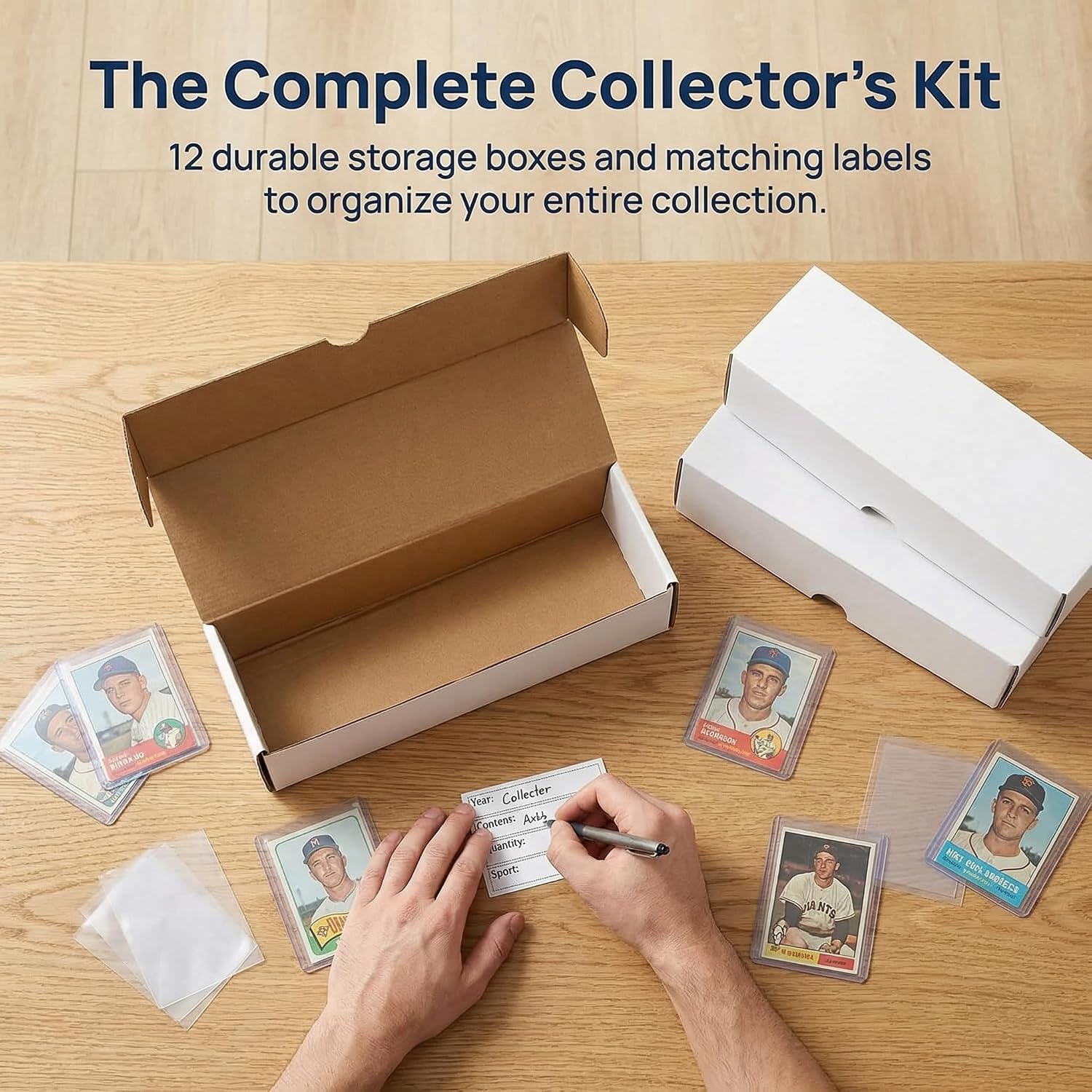 12 Pack 800-Count Trading Card Storage Box, Cardboard Storage Boxes for Baseball, Sports, Football, Basketball Cards