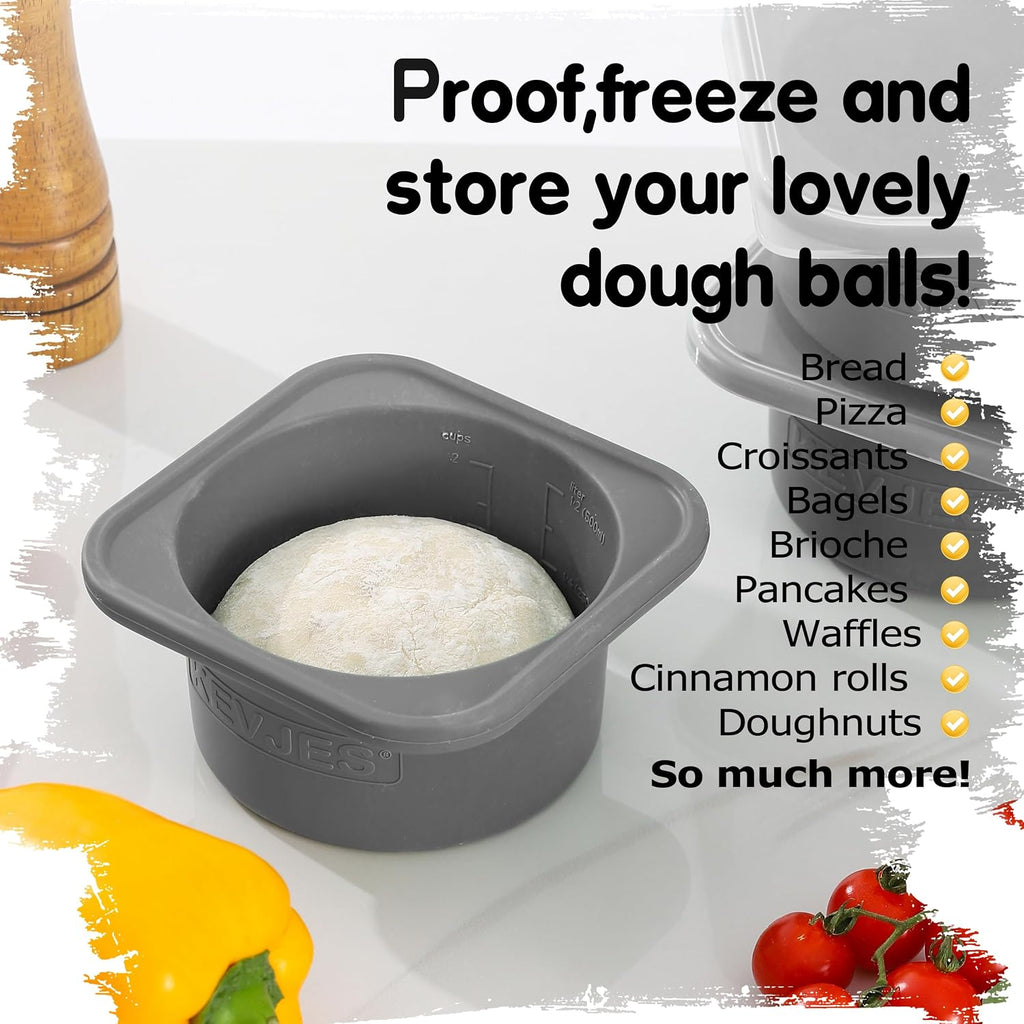 PLUS 1000ml Pizza Dough Proofing Containers, 2-Pack, Space Grey