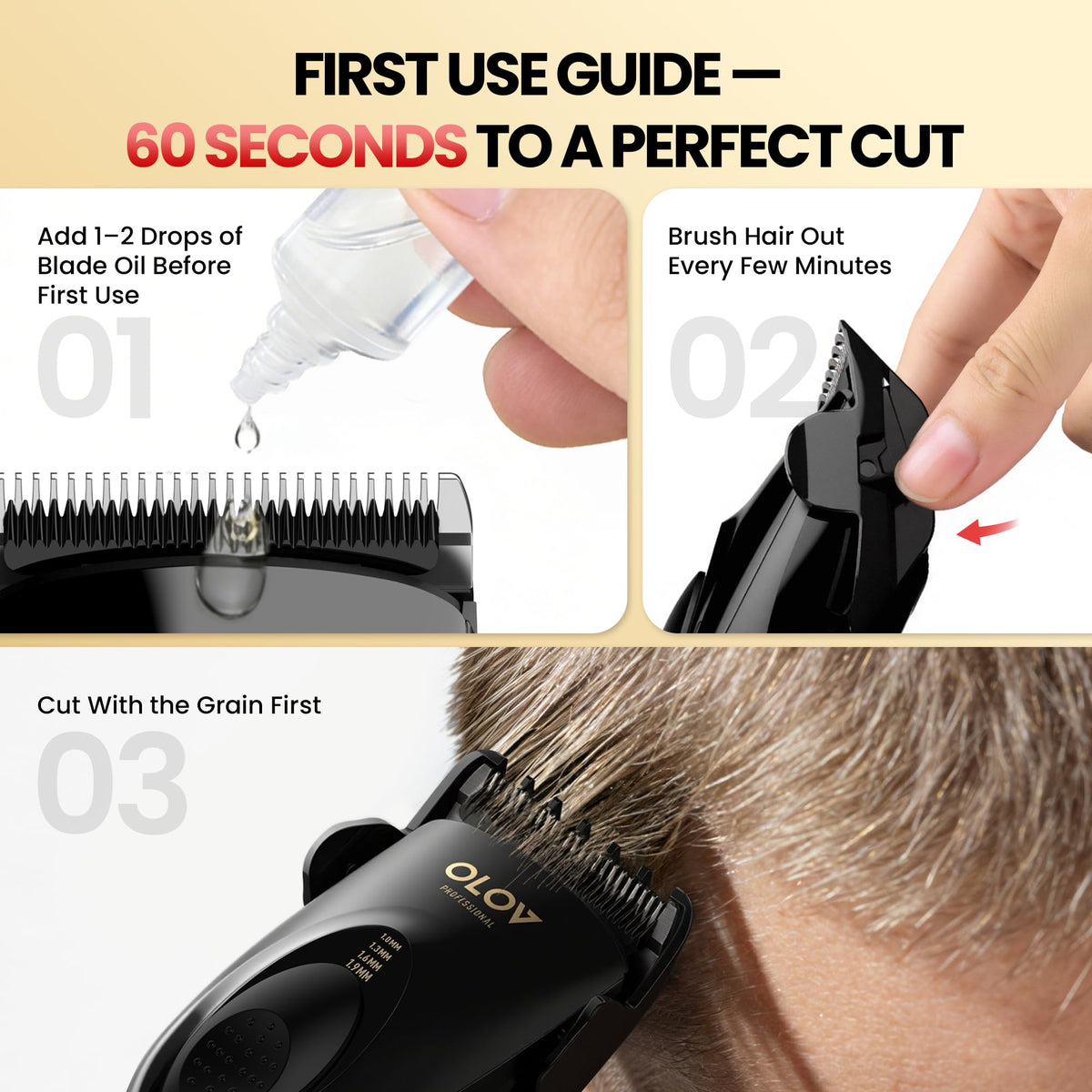 Hair Clippers for Men, Cordless Hair Clipper Kit, Adjustable 4 Length Setting, 2-Speed Settings, Replaceable Ceramic