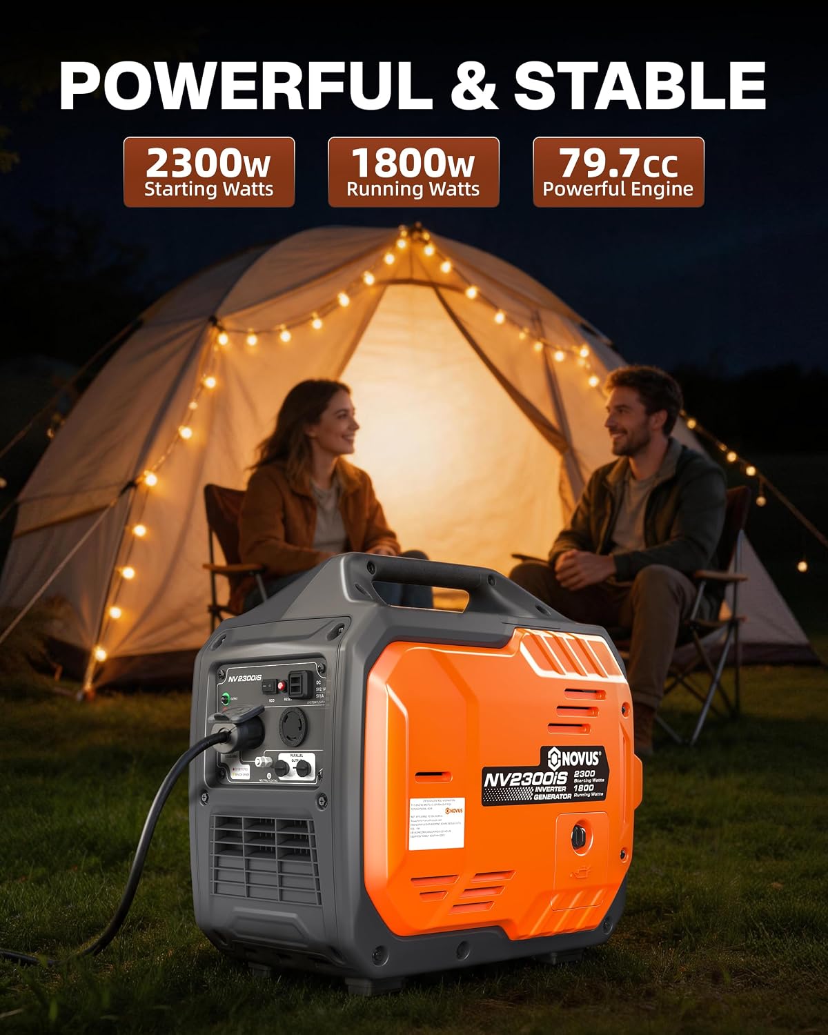 2300W Inverter Generator, Portable Gas Generator for Camping, Home | Super Quiet and Lightweight, RV Ready with 30A