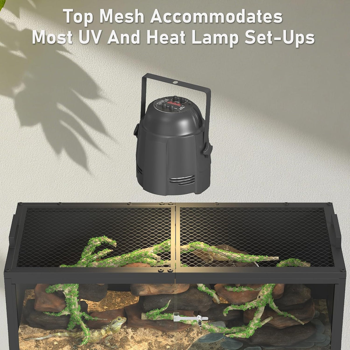 20 Gallon Reptile Terrarium - Bearded Dragon Tank with Glass Door, Front Opening Reptile Tank 28" x 12"x 12", Metal