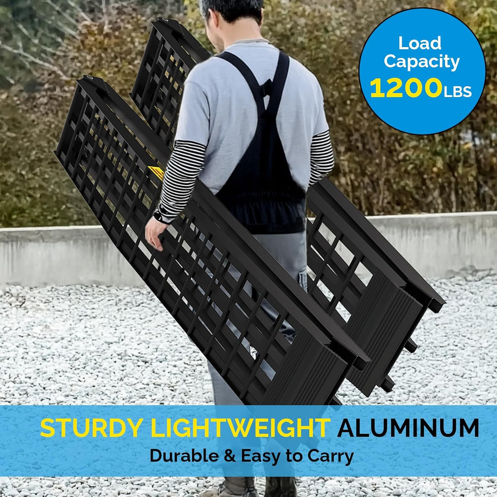 10ft Aluminum Truck Ramps 1200lbs Capacity,2pcs Folding Loading ATV Ramps for Pickup Trucks Bed, Trailer Ramp with
