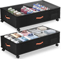 Under Bed Storage with Wheels,2-Pack Under Bed Storage Containers with Clear Lids,XXL Large Under the Bed Storage