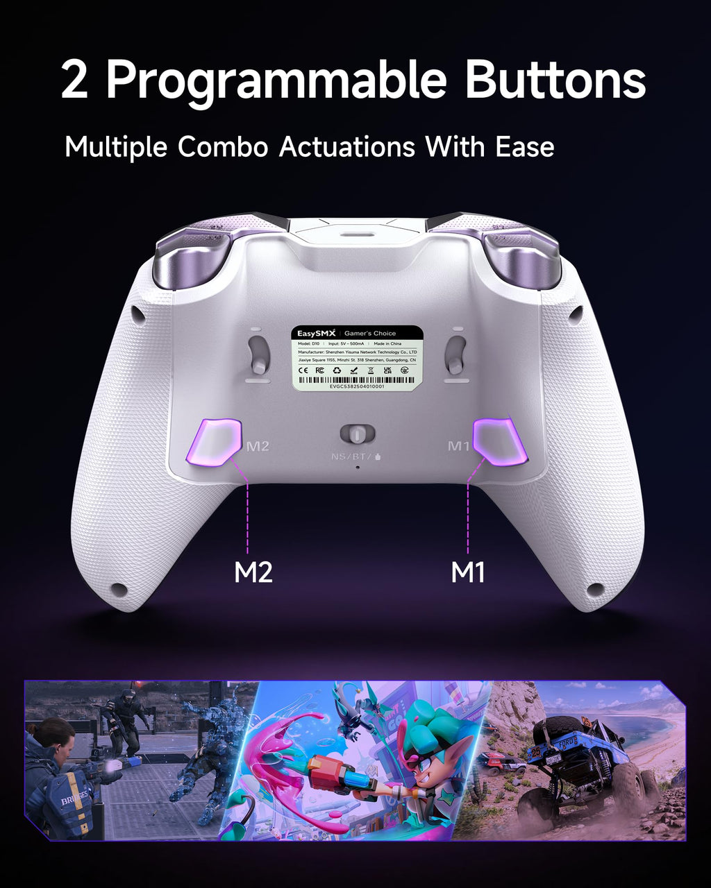 D10 PC Controller - Elite Wireless Bluetooth Pro Controller with TMR Joystick, Dual-Mode Triggers & Full Mechanical