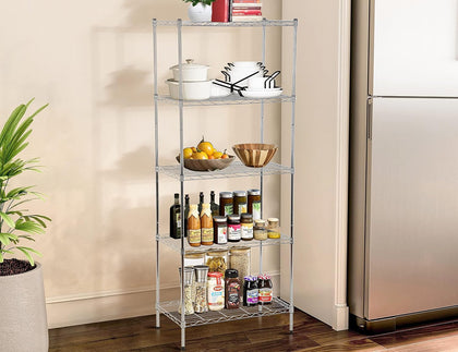 Storage Shelves, 5 Tier Commercial NSF Certified Metal Shelving, Heavy Duty Wire Shelving Unit for Kitchen Restaurant