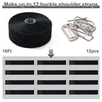 2" x16Ft Hook and Loop Straps with 12 Metal Buckles，Black